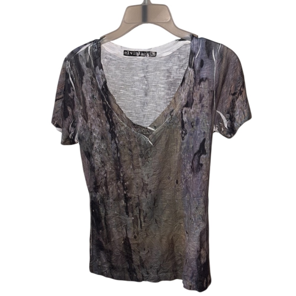 Elvis Laskin Gray Black Abstract Art Print Shirt